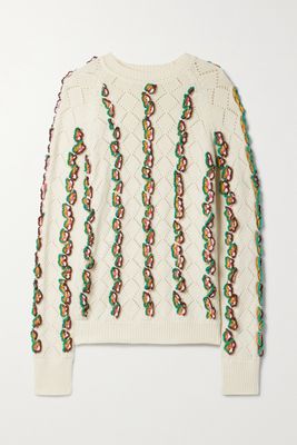 Gabriela Hearst - Alvy Appliquéd Pointelle-knit Cashmere Sweater - Ivory