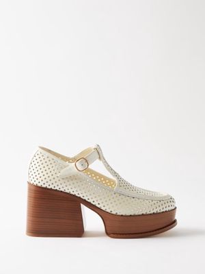 Gabriela Hearst - Aria 90 Perforated Leather Mary Jane Shoes - Womens - White