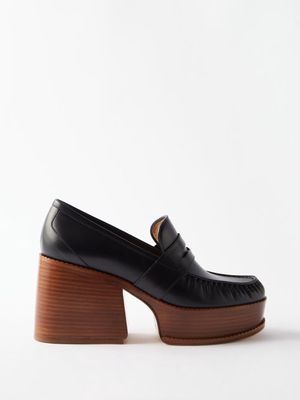 Gabriela Hearst - August 50 Leather Platform Loafers - Womens - Black