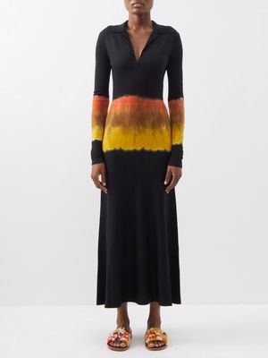 Gabriela Hearst - Beryl Tie-dyed Cashmere-blend Long-sleeved Dress - Womens - Black Multi
