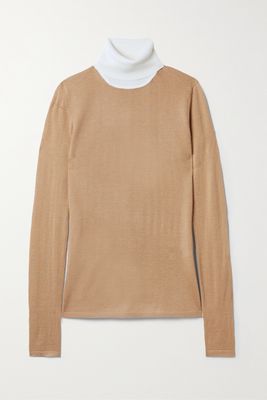 Gabriela Hearst - Bi Costa Two-tone Cashmere And Silk-blend Turtleneck Sweater - Brown
