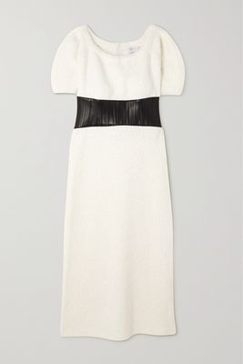 Gabriela Hearst - Blitz Off-the-shoulder Leather-trimmed Cashmere Midi Dress - White