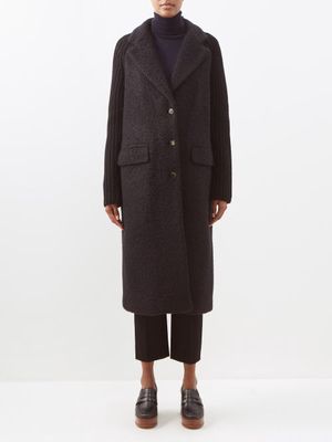 Gabriela Hearst - Charles Knitted-sleeve Cashmere-blend Coat - Womens - Black