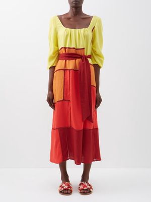 Gabriela Hearst - Daphine Patchwork Cashmere-blend Twill Dress - Womens - Orange Multi