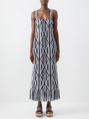Gabriela Hearst - Daria Fringed Wool-macramé Dress - Womens - Grey Multi