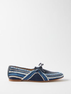 Gabriela Hearst - Hays Crocheted Leather Loafers - Womens - Blue Multi