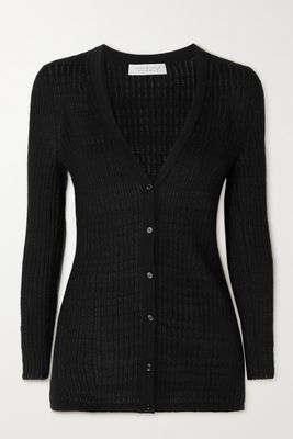 Gabriela Hearst - Homer Pointelle-knit Cashmere And Silk-blend Cardigan - Black