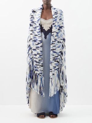 Gabriela Hearst - Lauren Space-dyed Tasselled Cashmere Shawl - Womens - Blue Multi