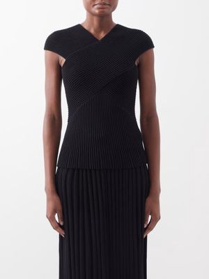 Gabriela Hearst - Lodger Ribbed-merino Wrap Top - Womens - Black