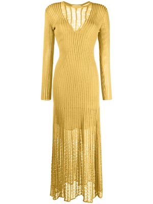 Gabriela Hearst Maia ribbed-knit silk dress - Yellow