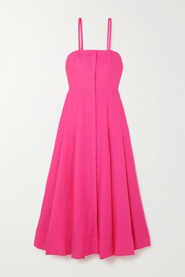 Gabriela Hearst - Margritte Pleated Linen Midi Dress - Pink