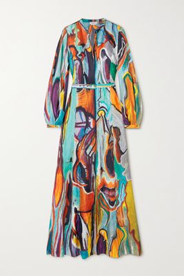 Gabriela Hearst - Massey Belted Printed Silk-twill Maxi Dress - Blue