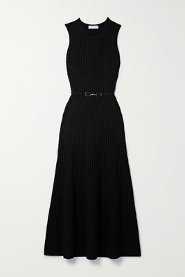 Gabriela Hearst - Meier Belted Ribbed Wool And Cashmere-blend Midi Dress - Black