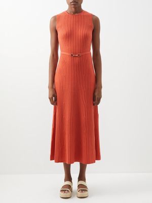 Gabriela Hearst - Meier Belted Ribbed Wool-blend Dress - Womens - Dark Orange