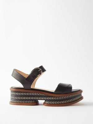 Gabriela Hearst - Mika Embroidered Leather Flatform Sandals - Womens - Black
