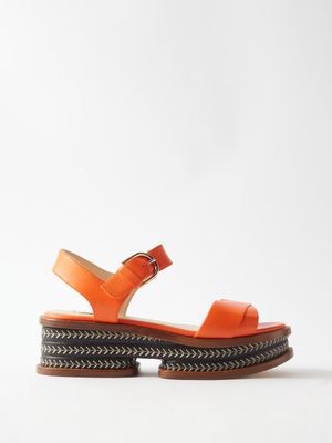 Gabriela Hearst - Mika Stitched Leather Flatform Sandals - Womens - Orange