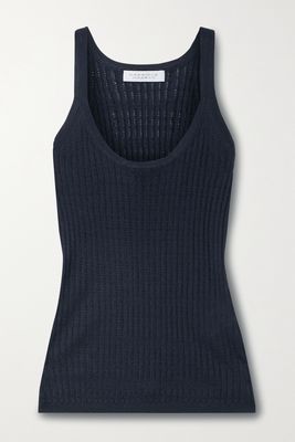 Gabriela Hearst - Nevin Pointelle-knit Cashmere And Silk-blend Tank - Blue
