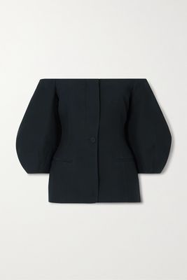 Gabriela Hearst - Off-the-shoulder Wool And Silk-blend Cady Jacket - Black