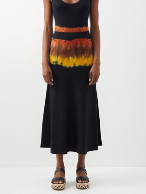 Gabriela Hearst - Olive Tie-dyed Cashmere-blend Skirt - Womens - Black Multi