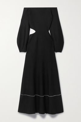 Gabriela Hearst - Oskar Off-the-shoulder Cutout Wool And Silk-blend Maxi Dress - Black