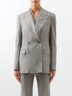 Gabriela Hearst - Seun Double-breasted Check Wool-blend Suit Jacket - Womens - Grey Check