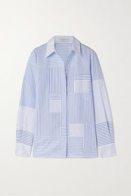 Gabriela Hearst - Taj Patchwork Striped Cotton-blend Poplin Shirt - Blue
