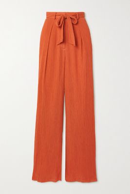 Gabriela Hearst - Thomazia Belted Cotton And Silk-blend Crepon Wide-leg Pants - Orange