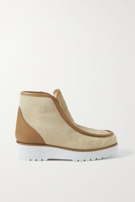 Gabriela Hearst - Tyga Leather-trimmed Suede Ankle Boots - Neutrals