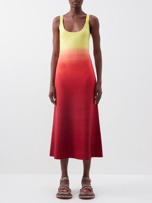 Gabriela Hearst - Valerie Tie-dye Wool-blend Midi Dress - Womens - Red Multi