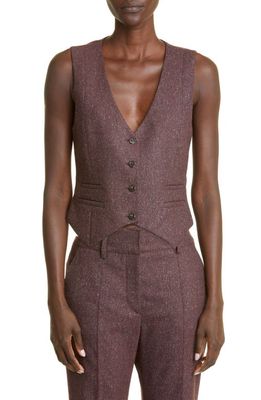 GABRIELA HEARST Women's Zelos Strech Wool & Silk Tweed Vest in Prune/Multi