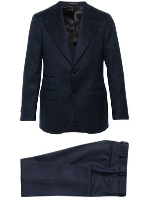 Gabriele Pasini brooch-detail patterned-jacquard suit - Blue