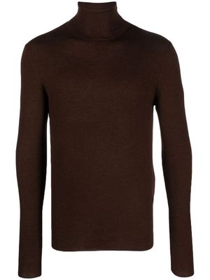 Gabriele Pasini roll-neck ribbed-knit jumper - Brown