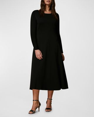 Gabrielle Long-Sleeve A-Line Knit Midi Dress