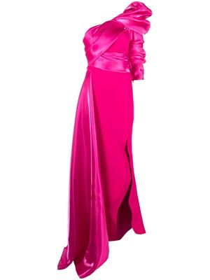 Gaby Charbachy asymmetric draped one-shoulder gown - Pink
