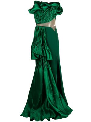 Gaby Charbachy cut-out strapless gown - Green