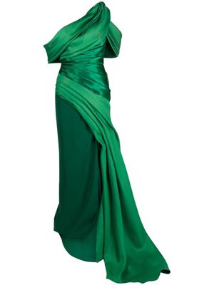Gaby Charbachy draped open-shoulder gown - Green