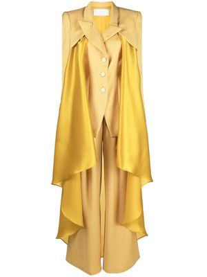 Gaby Charbachy draped peak collar suit - Yellow