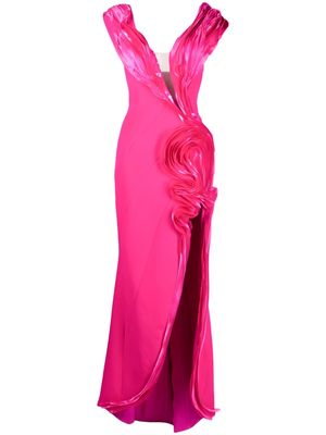 Gaby Charbachy plunging V-neck long dress - Pink