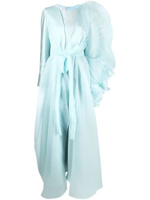 Gaby Charbachy puff-sleeve pleated gown - Blue