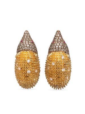 Gaelle Khouri 18kt yellow gold Les Herissons diamond earrings