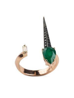 Gaelle Khouri 18kt yellow gold Unitaire diamond and emerald ring - Pink