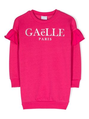 Gaelle Paris Kids foiled logo-print jersey dress - Pink