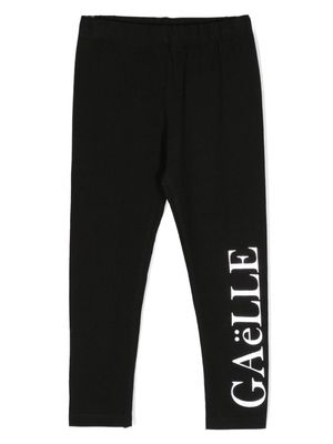 Gaelle Paris Kids foiled logo-print leggings - Black