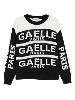 Gaelle Paris Kids intarsia-knit logo crew-neck jumper - Black