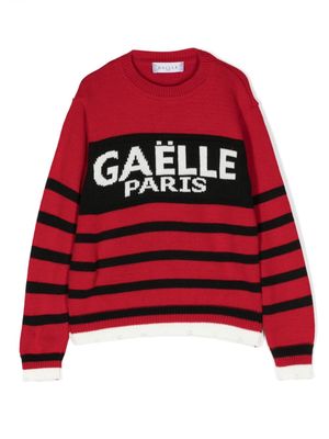 Gaelle Paris Kids intarsia-knit striped jumper - Red