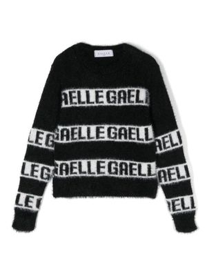 Gaelle Paris Kids logo brushed-knit jumper - Black