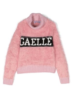 Gaelle Paris Kids logo intarsia-knit jumper - Pink