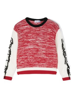 Gaelle Paris Kids logo intarsia-knit panelled jumper - Red