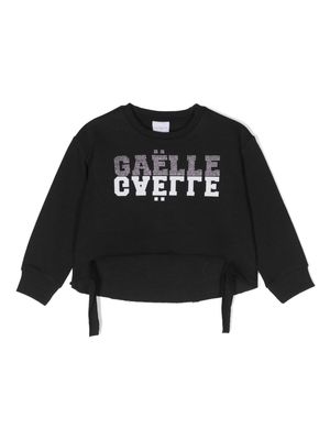 Gaelle Paris Kids logo-print cotton blend sweatshirt - Black