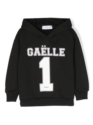 Gaelle Paris Kids logo-print cotton hoodie - Black